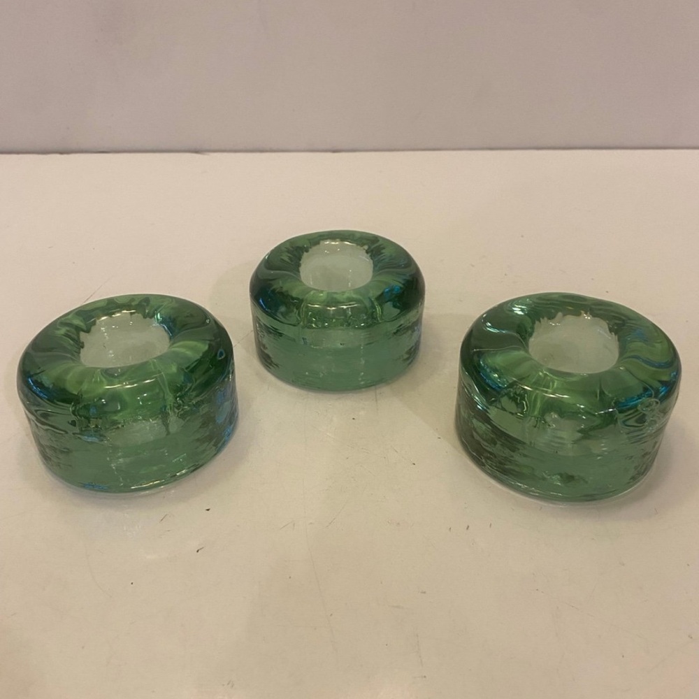 Elegant Green Glass Candle Holders